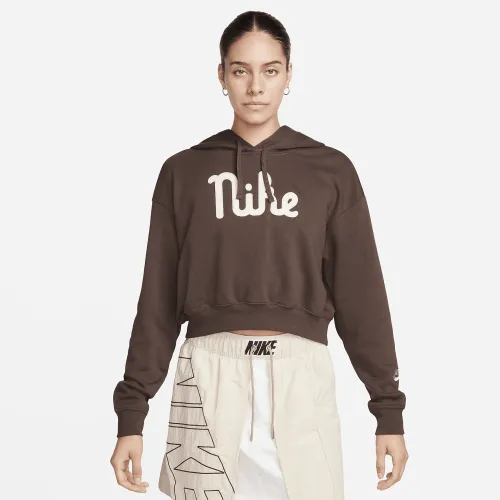 Nike Sportswear Club Fleece женская оверсайз Cropped Толстовка с капюшоном цвет коричневый