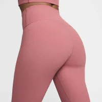 Nike Zenvy Rib жіноча Gentle-Support З високою талією 7/8 лосіни Pink