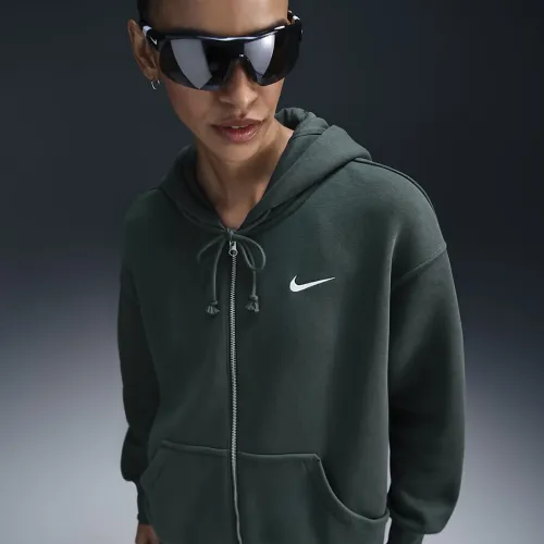 Nike Sportswear Phoenix Fleece женская оверсайз Full-Zip Толстовка с капюшоном цвет зеленый