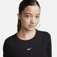 Nike Sportswear Essential женская Ribbed Long-Sleeve Mod Crop Top цвет черный