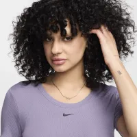 Nike Sportswear Chill Knit жіноча Tight Scoop-Back Short-Sleeve Mini-Rib Top колір фіолетовий
