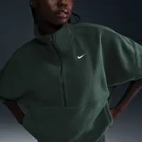 Nike One жіноча Therma-FIT оверсайз 1/2-Zip Fleece Top колір зелений