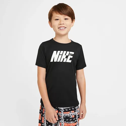 Nike Graphic Big детские (для мальчиков) Short-Sleeve тренировочные Top цвет черный