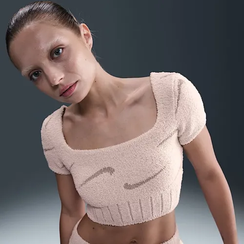 Nike Sportswear Phoenix Cozy Букле жіноча Slim Short-Sleeve Cropped Knit Top Pink