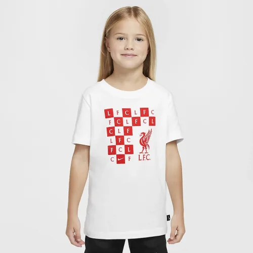 Liverpool FC Big дитячі Nike Soccer Checkeколір червоний футболка колір білий