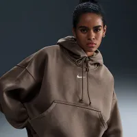 Nike Sportswear Phoenix Fleece женская Over-оверсайз Pullover Толстовка с капюшоном цвет коричневый