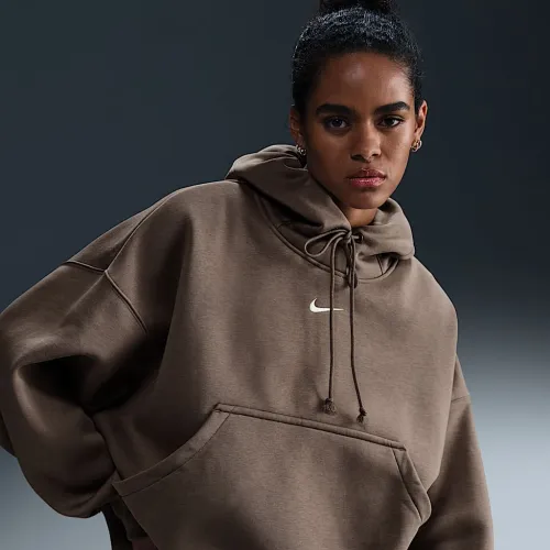 Nike Sportswear Phoenix Fleece женская Over-оверсайз Pullover Толстовка с капюшоном цвет коричневый