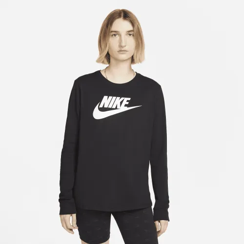 Nike Sportswear Essentials женская Long-Sleeve Logo футболка цвет черный