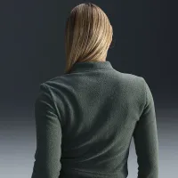 Nike Sportswear Phoenix Plush женская Slim Long-Sleeve Cozy Fleece 1/2-Zip Top цвет зеленый