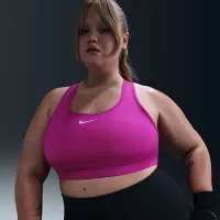 Nike Swoosh Medium Support женская Padded Sports Bra (большие размеры) цвет фиолетовый