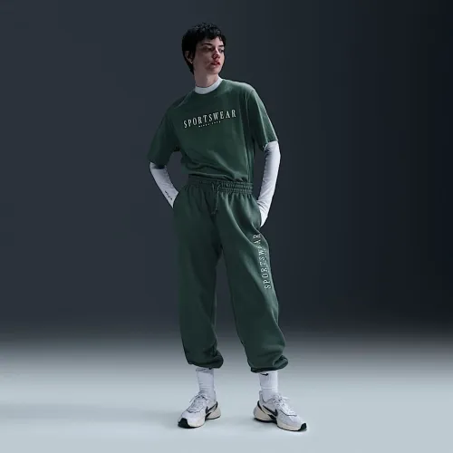 Nike Sportswear Phoenix Fleece женская С высокой Талией оверсайз Sweatpants цвет зеленый