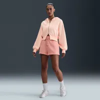 Nike Sportswear Phoenix Fleece женская Loose Cropped Full-Zip Толстовка с капюшоном Pink