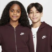 Nike Sportswear Club Fleece Big детские Full-Zip Толстовка с капюшоном цвет красный