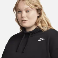 Nike Sportswear Club Fleece жіноча оверсайз Mock-Neck світшот (великі розміри) колір чорний