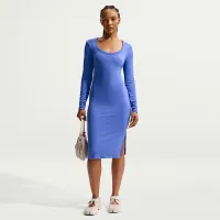 Nike Sportswear Chill Knit женская Tight Long-Sleeve Midi Mini-Rib Костюм синий