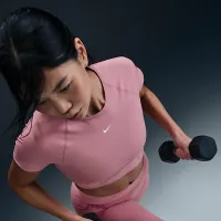 Nike Pro женская Dri-FIT Short-Sleeve Cropped Graphic Top Pink