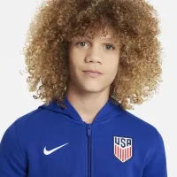 USMNT Club Big детские (для мальчиков) Nike Soccer Full-Zip French Terry Толстовка с капюшоном синий