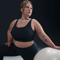 Nike Zenvy Rib жіноча Light-Support Non-Padded Longline Sports Bra (великі розміри) блакитний