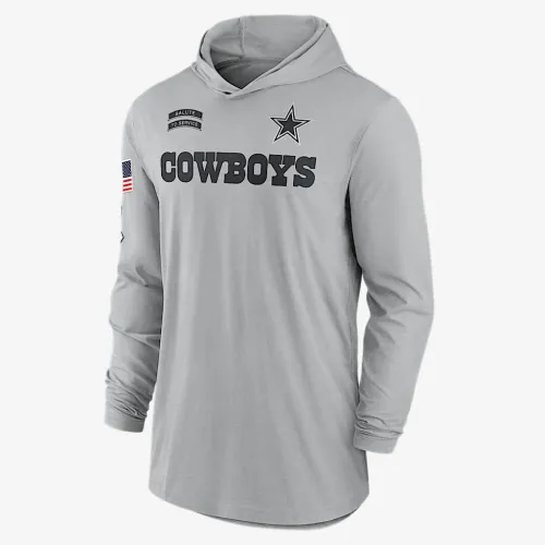Dallas Cowboys Salute to Service Edge Mascot Lockup Men’s Nike Dri-FIT NFL Long-Sleeve Hooded Top блакитний