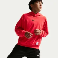 Nike Pro Big дитячі (для хлопчиків) Dri-FIT Fleece Pullover Толстовка з капюшоном колір червоний