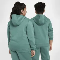 Nike Sportswear Club Fleece Big детские Pullover Толстовка с капюшоном (Extended Size) цвет зеленый