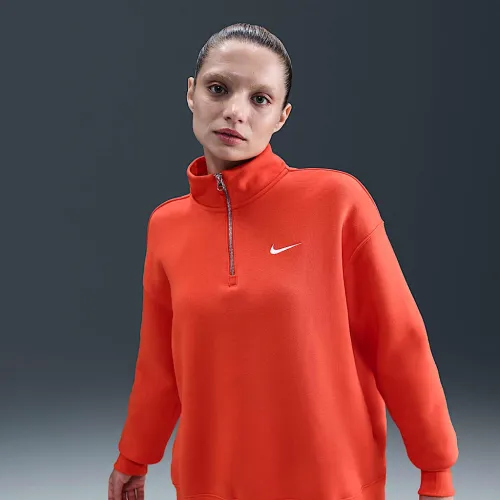 Nike Sportswear Phoenix Fleece женская оверсайз 1/4-Zip Long свитшот цвет красный