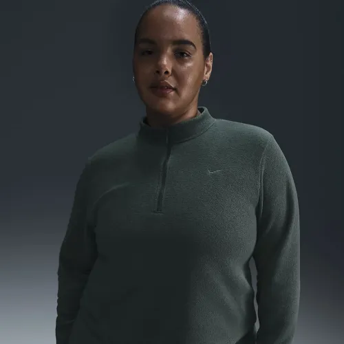 Nike Sportswear Phoenix Plush женская Slim Long-Sleeve Cozy Fleece 1/2-Zip Top (большие размеры) цвет зеленый