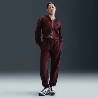Nike Sportswear Phoenix Fleece женская Loose Full-Zip Cropped Толстовка с капюшоном цвет красный
