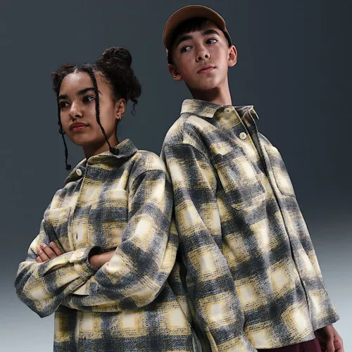 Nike SB Big детские Long-Sleeve Button Down Shirt цвет коричневый