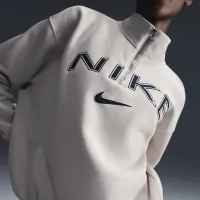 Nike Sportswear Phoenix Fleece женская оверсайз 1/4-Zip Logo Top цвет коричневый