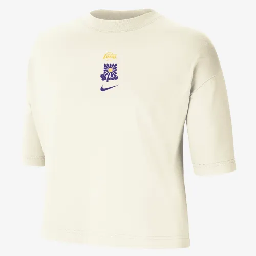 Los Angeles Lakers Courtside женская Nike NBA Boxy футболка цвет белый