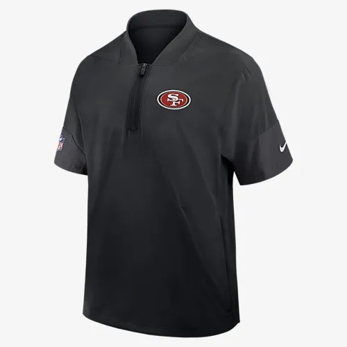 San Francisco 49ers Sideline Coach мужские Nike NFL 1/2-Zip Short-Sleeve Hooded Куртка цвет черный