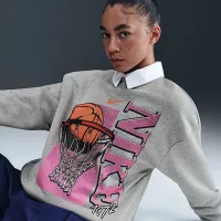 Nike Club женская Fleece Loose Crew цвет серый