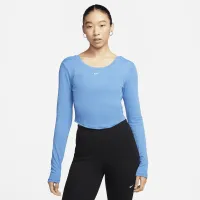 Nike Sportswear Chill Knit жіноча Tight Scoop-Back Long-Sleeve Mini-Rib Top блакитний