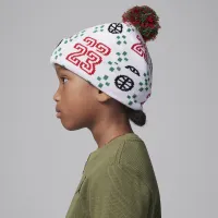 Nike Jordan Cuffed Pom Beanie Little Kids Hat White