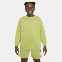 Nike Sportswear Club Fleece Big детские (Girls') оверсайз свитшот (Extended Size) цвет зеленый