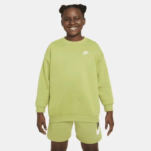 Nike Sportswear Club Fleece Big детские (Girls') оверсайз свитшот (Extended Size) цвет зеленый