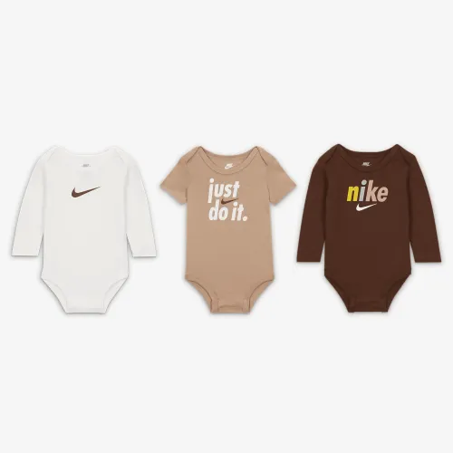 Nike E1D1 3 пары Bodysuits Baby Bodysuit Pack цвет коричневый