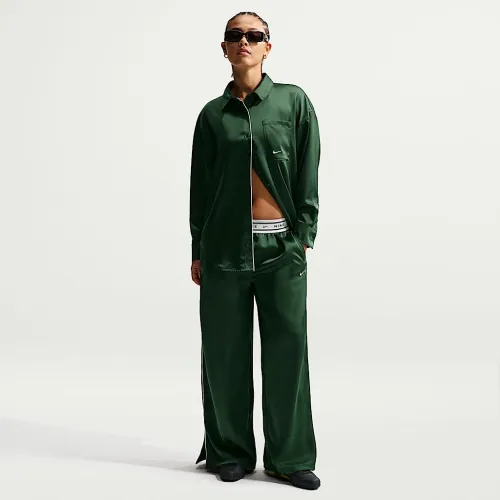 Nike Sportswear женская Loose Mid-Rise Satin Pants цвет зеленый