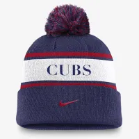 Chicago Cubs Team Stripe Peak мужские Nike MLB Cuffed Pom Beanie синий