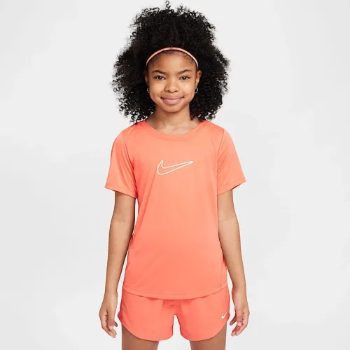 Nike One Fitted Big дитячі (Girls') Dri-FIT Short-Sleeve Top Orange