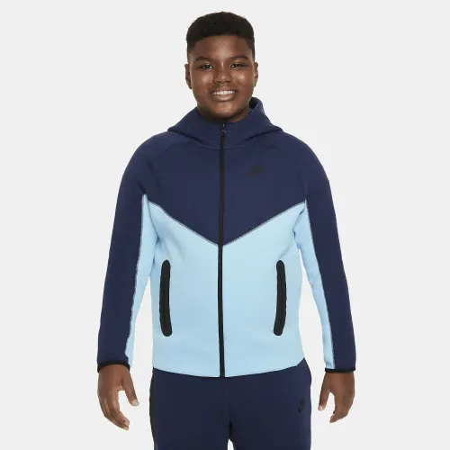 Nike Sportswear Tech Fleece Big детские (для мальчиков) Full-Zip Толстовка с капюшоном (Extended Size) синий