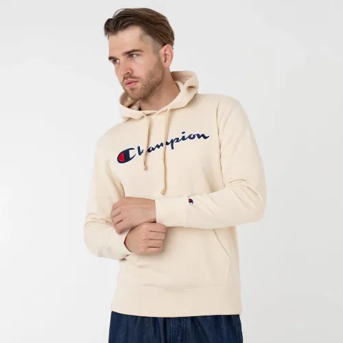 Кофта/футболка Champion Embroideцвет красный Script Logo Толстовка с капюшоном 217060-YS015 - бежевая