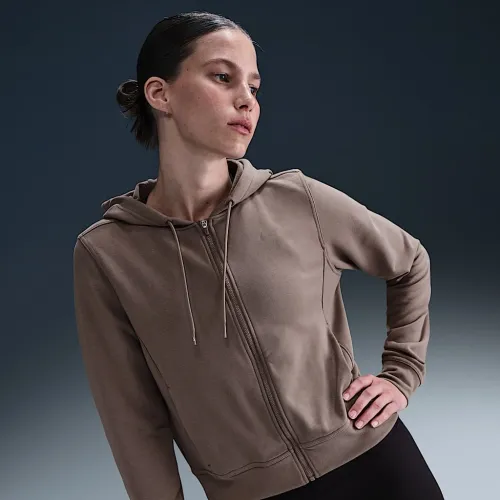 Nike Dri-FIT One жіноча Full-Zip French Terry Толстовка з капюшоном колір коричневий
