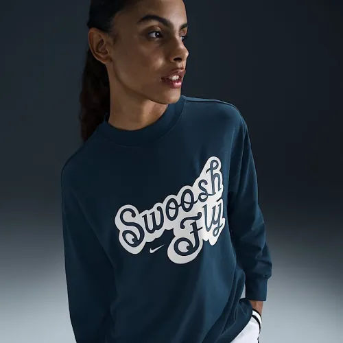 Nike Swoosh Fly женская Dri-FIT оверсайз French Terry баскетбольные свитшот синий