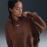 Nike Sportswear Phoenix Fleece жіноча Over-оверсайз Pullover Толстовка з капюшоном колір коричневий