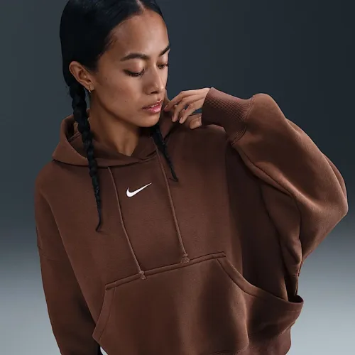 Nike Sportswear Phoenix Fleece жіноча Over-оверсайз Pullover Толстовка з капюшоном колір коричневий