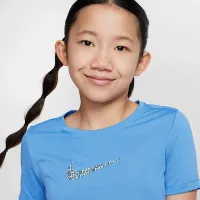 Nike One Classic Big дитячі (Girls') Dri-FIT Top блакитний