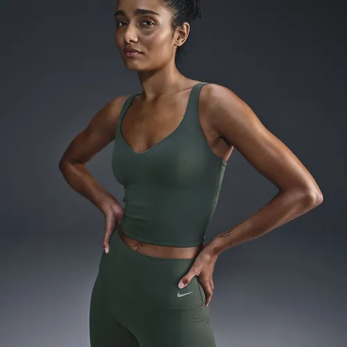 Nike Alate женская Medium-Support Padded Sports Bra Tank Top цвет зеленый