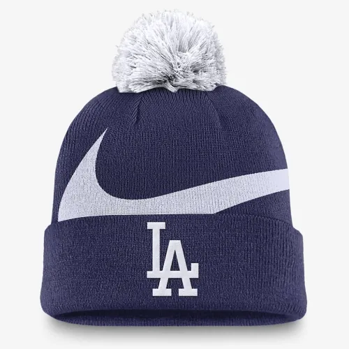 Los Angeles Dodgers Peak мужские Nike MLB Cuffed Pom Beanie синий